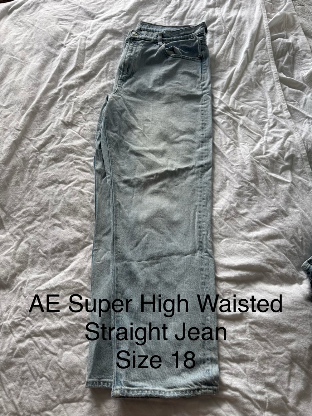 American Eagle Outfitters Super High Rise Straight Jeans - Light Blue Wash